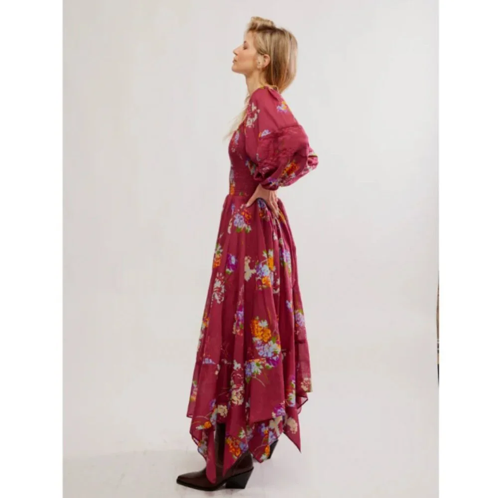 new FREE PEOPLE Morning Glory Maxi Dress / Red Combo  268